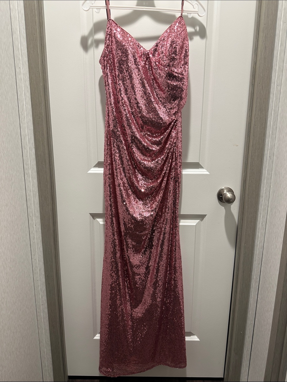 Ever Pretty Rose Pink Sequin Draped Prom Dress
